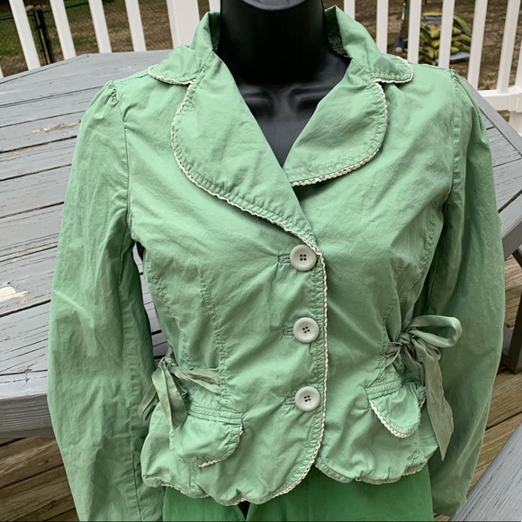 Anthropologie Sitwell Ribbon blazer jacket 6 pistachio green Cottagecore y2k - Picture 1 of 7